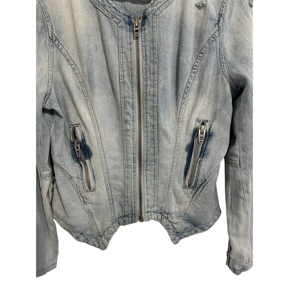 BLANK NYC Women's Small Blue Long Sleeve Zip Pocket Denim Zip Up Jacket - Picture 8 of 14